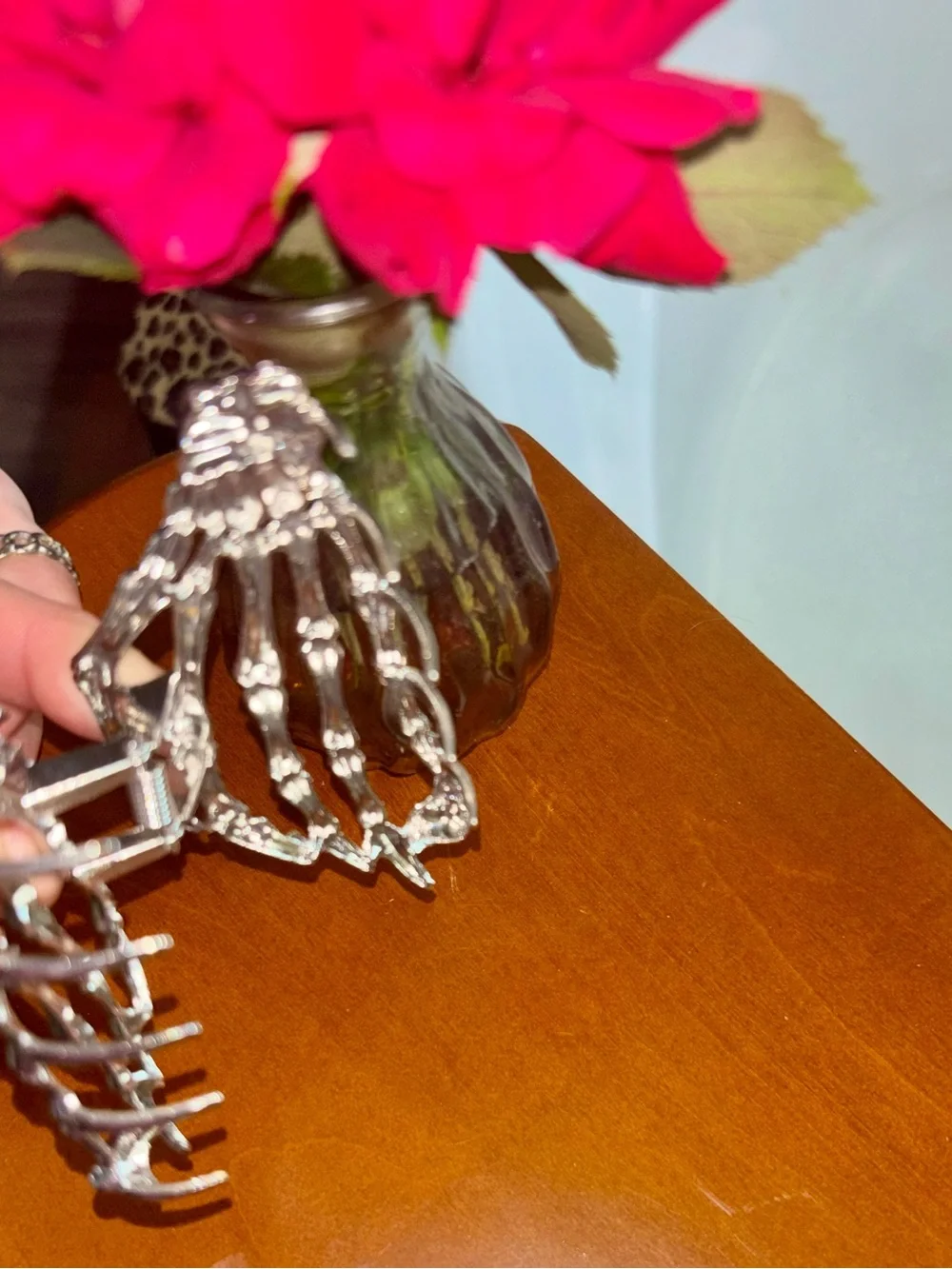 Silver Skeleton Hand Hair Claw Clip - Gothic Women’s Hair Accessory